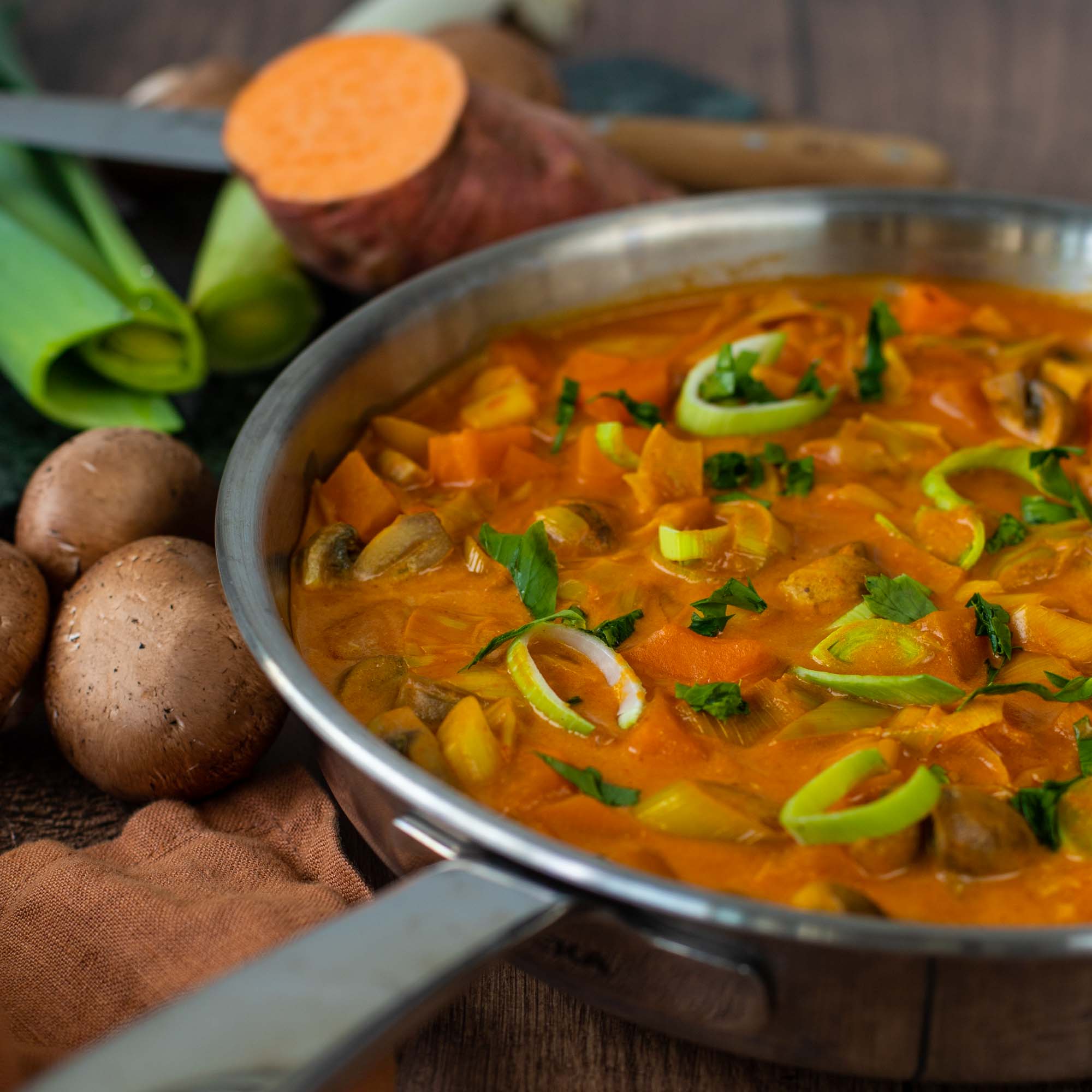 Curry de poireaux et patates douces